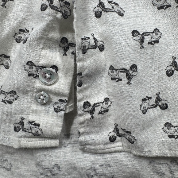 Maurizio Baldassari Men’s Novelty Moped Scooter White Black Button Up Shirt L - Picture 7 of 16